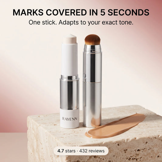 Rayenn ColourCare Cover Stick — marks covered in 5 seconds, adapts to your tone